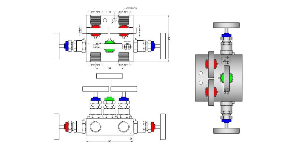 Pipe Gauge 90° Syphon Main View